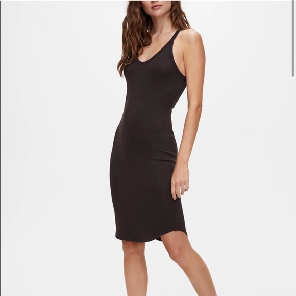 Aritzia Wilfred Free Black Yasmin Dress Bodycon Back Cut Out Midi Tank Dress XXS - Picture 3 of 10